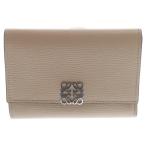 LOEWE ロエベ アナグラム バーティカル ウォレット ベージュ レザー 三つ折り財布