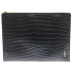 YVES SAINT LAURENT イヴサンローラン クラッチバッグ セカンドバッグ ロゴ ブラック レザー ゴールド金具 ポーチ