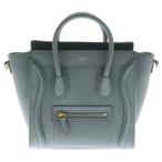 CELINE セリーヌ ラゲージ ナノショッパー グレー レザー ゴールド金具 2wayバッグ ハンドバッグ