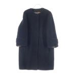 ショッピングドルチェ DOLCE & GABBANA ドルチェアンドガッバーナ 裏地レオパード総柄 ウール ボア ノーカラー スナップボタン コート ブラック レディース