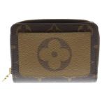 ショッピングヴィトン ルイヴィトン モノグラム・リバース ポルトフォイユルー コンパクトウォレット コインケース ブラウン M81461 ゴールド金具