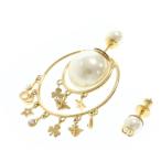 Christian Dior クリスチャンディオール アシンメトリー ピアス フェイクパール ラインストーン GP ゴールド アクセサリー