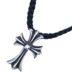 CHROME HEARTS クロムハーツ CH CRS SML CL スモールCHクロス クリンプト レザーブレイド ネックレス シルバー/ブラック BCA217