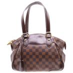 LOUIS VUITTON ルイヴィトン ダミエ ヴェローナPM ハンドバッグ ミニボストンバッグ ブラウン ゴールド金具 レザー×PVC N41117