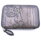 ショッピングキーリング Berluti ベルルッティ カリグラフィ 6連キーケース バッグチャーム キーリング ダークグレー ブラック レザー シルバー金具