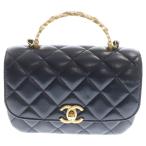 CHANEL シャネル マトラッセ トップハンドルXXS 24SS チェーン ショルダーバッグ ブラック ラムスキン ゴールド金具
