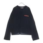 MARNI マルニ 25SS ロゴプリント ワッペン ステッチデザイン ロングスリーブ 長袖Tシャツ カットソー ブラック HUMU0325X1 UTC446