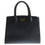 PRADA プラダ ビブリオテーク ハンドバッグ トートバッグ バイカラー ブラック×ホワイト サフィアーノ レザー 1BA050 ゴールド金具