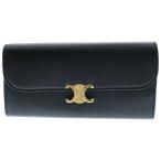 ショッピングセリーヌ CELINE セリーヌ トリオンフ フラップロングウォレット 二つ折り長財布 ブラック レザー ゴールド金具 10E313BZG.38NO