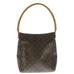 LOUIS VUITTON ルイヴィトン モノグラム ルーピングGM トートバッグ ハンドバッグ ブラウン レザー×PVC M51145 ゴールド金具