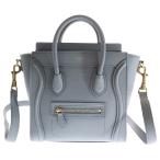CELINE セリーヌ ラゲージ ナノショッパー 2WAY ハンドバッグ ショルダーバッグ グレー レザー コール