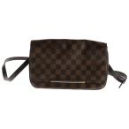 ショッピングダミエ ルイヴィトン ホクストンPM ダミエ エベヌ ロゴプレート PVC レザー ショルダーバッグ ゴールド/シルバー金具 ブラウン N41257