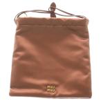 ショッピングMIUMIU miumiu ミュウミュウ 巾着 ドローストリングバッグ ミニバッグ ポーチ ケース ピンク サテン×レザー 5NG010 ゴールド金具