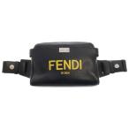 FENDI (フェンディ) イエロー パック&ペカン ロゴレザーウエストバッグ ショルダーバッグ ブラック 7VA493