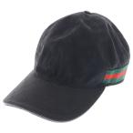 GUCCI グッチ GGキャンバス キャップ 黒 キャンバス×レザー 帽子