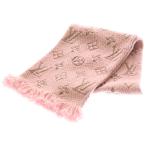 LOUIS VUITTON ルイヴィトン モノグラム エシャルプ ロゴマニア シャイン ローズバレリーヌ×ゴールド ウール マフラー M70466