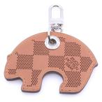 ルイヴィトン サマーメロディ ダミエ パンチング キーホルダー バッグチャーム カウハイドレザー ブラウン系 MP1320 シルバー金具