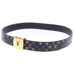 LOUIS VUITTON ルイヴィトン モノグラムマルチカラー サンチュールLVカット ベルト 80/32 ノワール PVC ゴールド金具 M6890