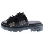 BOTTEGA VENETA ボッテガヴェネタ FLASH フラッシュ ダブルバックル レザー ナイロン フラットサンダル ブラック/シルバー