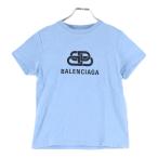 BALENCIAGA バレンシアガ BBロゴプリント クルーネック 半袖Tシャツ カットソー ライトブルー 578133