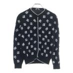 DOLCE & GABBANA ドルチェアンドガッバーナ ロゴ 総柄ジャガード ウールニット クルーネック カーディガン ブラック レディース L5KWI0