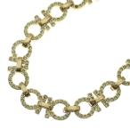 FERRAGAMO フェラガモ アイコニック ラインストーン ネックレス ペンダント チェーン ゴールド