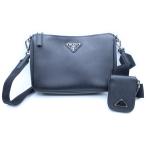 ショッピングPRADA PRADA プラダ トライアングルロゴプレート サフィアーノレザー ショルダーバッグ シルバー金具 ブラック 2VH113