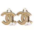 CHANEL Chanel здесь Mark стразы серьги обе уголок GP Gold 10A