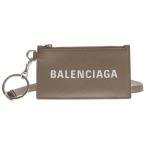BALENCIAGA バレンシアガ CASH ストラップ付 ロゴ レザー カードケース コインケース ブラウン 594548