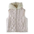 ショッピングMIUMIU miumiu ミュウミュウ キルティングフーデッドファージップアップダウンベスト ピンク/ホワイト ML769 1ZQS