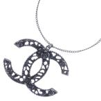 CHANEL Chanel здесь Mark черепаха задний Logo plate подвеска цепь колье серебряный B14 A