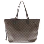 ショッピングLOUIS LOUIS VUITTON ルイヴィトン ダミエ ネヴァーフルMM トートバッグ ハンドバッグ レザー×PVC ブラウン N51105 ゴールド金具