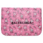 バレンシアガ bunny new year 2023 ウサギ柄 三つ折り財布 コンパクトウォレット コインケース ピンク レザー 593813 シルバー金具