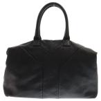 YVES SAINT LAURENT イヴサンローラン Yロゴ イージー ボストン ハンドバッグ ブラック レザー トートバッグ シルバー金具 208314