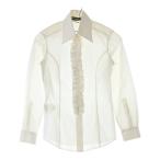 DOLCE & GABBANA ドルチェアンドガッバーナ レースフリル レギュラーカラー ロングスリーブ 長袖 ドレスシャツ ホワイト レディース F5166T