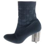 ショッピングLOUIS LOUIS VUITTON ルイヴィトン シルエットライン モノグラム 刺繍 ヒール アンクル ブーツ シューズ ブラック/ブラウン レディース 1A8555