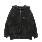 BALENCIAGA バレンシアガ キャンペーンロゴ ダメージ加工 ジップアップフーディーパーカー ブラック 720424 TNVK5