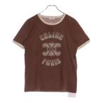 セリーヌ 70'S T-SHIRT WITH CRACKED EFFECT 2X97I671Q.25EL クラックドエフェクトロゴ クルーネック半袖Tシャツ レディース ブラウン