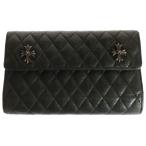 CHROME HEARTS クロムハーツ WAVE4 QLT 3SNP #4ウェーブキルティングレザーウォレット財布 ブラック