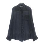 CHROME HEARTS クロムハーツ LOOSEENDS LS ルーズエンド 袖クロスパッチクロスボールボタンシルク 長袖シャツ ブラック