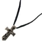 CHROME HEARTS クロムハーツ VULCAN CROSS SM LB スモールバルカンクロス Wレザーブレイド シルバーネックレス