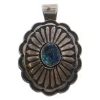 INDIAN JEWELRY インディアンジュエリー ナバホ族 Andy Cadman アンディキャドマン スタンプワークターコイズペンダントトップ シルバー