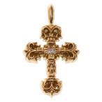 CHROME HEARTS クロムハーツ 22K FILIGREE TINY 1DIA タイニーフィリグリークロス 1ダイヤ ペンダントトップ ゴールド BCA044