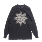 CHROME HEARTS クロムハーツ OLD バックフローラルクロスプリントグリッター加工 クルーネック長袖Tシャツ ロングスリーブ ロンT ブラック