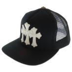 CHROME HEARTS クロムハーツ TRUCKER CAP トラッカーキャップ セメタリーレザーパッチメッシュ帽子 ホワイト/ブラック