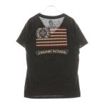 CHROME HEARTS クロムハーツ American Flag TEE Vネック アメリカンフラッグプリント 半袖Tシャツ カットソー グレー