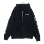 CHROME HEARTS クロムハーツ Zip Up Hoodie バックスクロール 袖ロゴプリント ジップアップフーディー パーカー ブラック