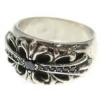 ショッピングHEARTS CHROME HEARTS クロムハーツ FLRL CRS P B/DMND フローラルクロス PAVEブラックダイヤ リング シルバー/ブラック