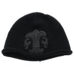 CHROME HEARTS クロムハーツ BS FLARE BEANIE BSフレア ビーニー レザーパッチ BSフレアボタン ニットキャップ ブラック/シルバー