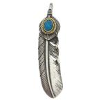 ショッピングking  TADY & KING タディアンドキング ハートSVフェザー 上銀金縄ターコイズ 特大フェザーペンダントトップ 右向き